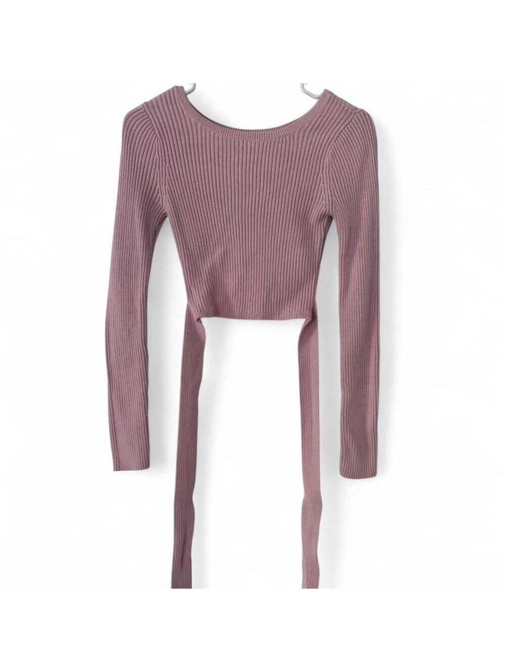 Hollister Co. Bubble Gum Pink Ribbed Long Sleeve Body Con Wrap Sweater Size S